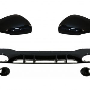 Rear Bumper Diffuser with Black Exhaust and Mirror Cover suitable for Mercedes A-Class V177 Sedan (09.2018-2022)