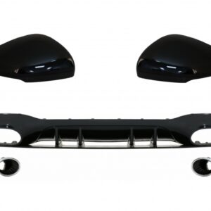 Rear Bumper Diffuser with Chrome Exhaust and Mirror Cover suitable for Mercedes A-Class V177 Sedan (09.2018-2022)