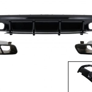 Rear Bumper Diffuser with Exhaust Muffler Tips suitable for Mercedes W176 A-Class (2013-2018) A45 Facelift Design