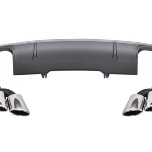 Rear Bumper Diffuser with Exhaust Muffler Tips Tail Pipes suitable for Audi A4 B9 8W Sedan Avant S-line (2016-2018) S4 Design