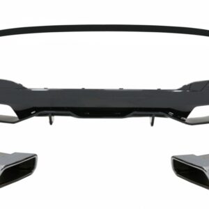 Rear Bumper Diffuser with Exhaust Muffler Tips Chrome and Trunk Boot Spoiler suitable for BMW 5 Series G30 Limousine (2017-2019) M Performance Design