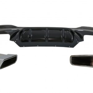 Rear Bumper Diffuser with Exhaust Muffler Tips Chrome suitable for BMW 5 Series G30 G31 Limousine Touring (2017-up) M5 Design