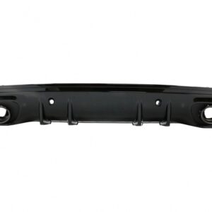 Rear Bumper Diffuser with Exhaust Muffler Tips suitable for Mercedes C-Class W205 S205 Sport Line (2014-2020) C43 Design Night Package