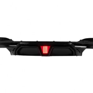 Rear Bumper Diffuser with LED suitable for BMW 5 Series G30 G31 Limousine Touring (2017-2024) M5 Design Piano Black