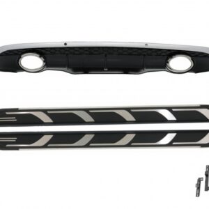 Rear Bumper Diffuser with Side Steps suitable for AUDI Q5 8R (11.2008-2016) S-Line Design Black with Chrome