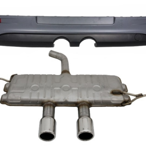 Rear Bumper Extension suitable for VW Golf 5 V (2003-2007) R32 Look with Complete Exhaust System Catback Muffler