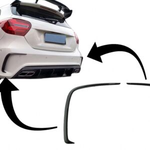 Rear Bumper Flaps Flics Side Fins suitable for Mercedes A-Class W176 (2012-2018) Piano Black