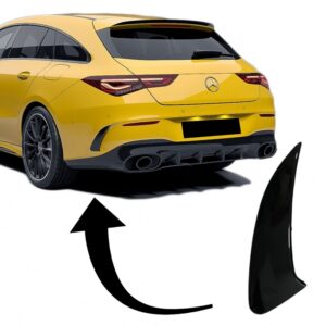 Rear Bumper Flaps Flics Side Fins suitable for Mercedes CLA Shooting Brake X118 CLA Coupe C118 (2019-up) Piano Black CLA 45S Design