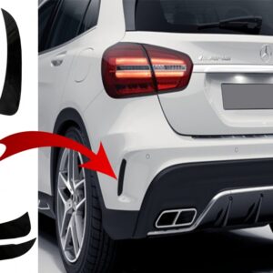 Rear Bumper Flaps Side Fins Flics suitable for Mercedes GLA X156 GLA250 GLA45 (2014-up) Black Edition