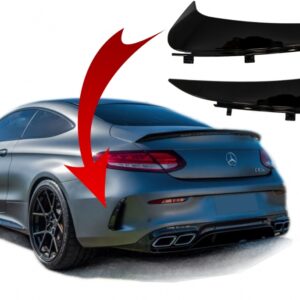 Rear Bumper Flaps Side Fins Flics suitable for Mercedes C-Class C205 A205 (2014-2018) Coupe Cabriolet Piano Black