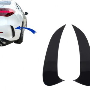 Rear Bumper Side Fins Flaps suitable for Mercedes C Class W206 Sport Line (2021-Up) Piano Black