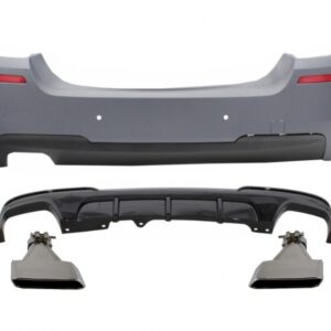 Rear Bumper & Side Skirts with Diffuser and Exhaust Tips Aluminium suitable for BMW 5 Series F10 (2011-2017) M-Performance Design