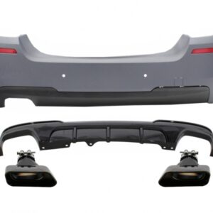 Rear Bumper & Side Skirts with Diffuser and Exhaust Tips Black suitable for BMW 5 Series F10 (2011-2017) M-Performance Design
