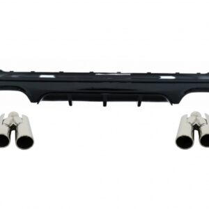 Rear Bumper Spoiler Valance Diffuser Double Outlet with Exhaust Muffler Tips suitable for BMW 2 Series F22 F23 (2013-) M Performance Design