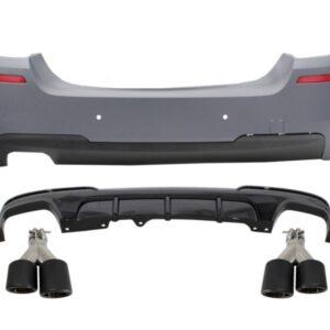 Rear Bumper suitable for BMW 5 Series F10 (2011-2017) Side Skirts with Diffuser and Dual Twin Exhaust Tips Carbon M-Performance Design