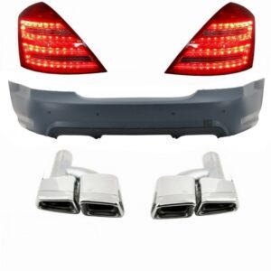 Rear Bumper suitable for MERCEDES S-Class W221 (2005-2010) with Exhaust Muffler Tips and LED Taillights