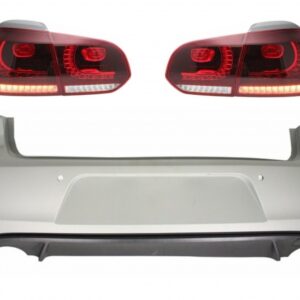 Rear Bumper suitable for VW Golf 6 VI (2008-2012) with Taillights FULL LED Cherry Red GTI Design