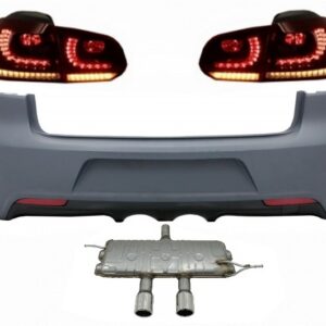 Rear Bumper suitable for VW Golf VI (2008-2013) R20 Design with Taillights Full LED Red Smoke and Exhaust System