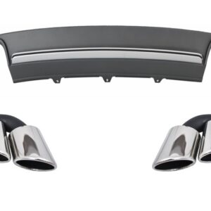 Rear Bumper Valance Air Diffuser Exhaust Muffler Tips suitable for Audi A4 B8 Pre Facelift Limousine Avant (2008-2011) S4 Design