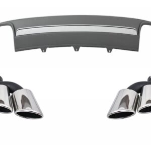 Rear Bumper Valance Air Diffuser Exhaust Muffler Tips suitable for Audi A4 B8 Facelift (2012-2015) Limousine/Avant S4 Design