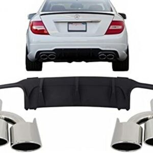 Rear Bumper Valance Air Diffuser Muffler Tips suitable for Mercedes C-class W204 AMG Sport Line (2012-2014) Limousine