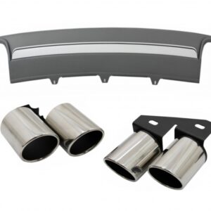 Rear Bumper Valance Air Diffuser suitable for Audi A4 B8 Facelift (2012-2015) with Exhaust Muffler Tips Tail Pipes Limousine Avant S4 Design