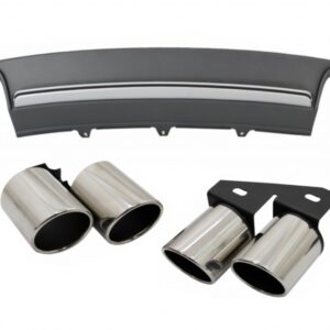 Rear Bumper Valance Air Diffuser suitable for Audi A4 B8 Pre Facelift (2008-2011) with Exhaust Muffler Tips Tail Pipes Limousine/Avant S4 Design