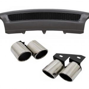Rear Bumper Valance Air Diffuser suitable for Audi A4 B8 Facelift Limousine Avant (2012-2015) with Exhaust Muffler Tips Tail Pipes S-Line Design only Standard Bumper