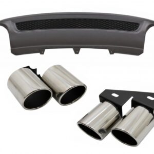 Rear Bumper Valance Air Diffuser suitable for AUDI A4 B8 Pre Facelift Limousine/Avant (2008-2011) with Exhaust Muffler Tips Tail Pipes S-Line Design only Standard Bumper