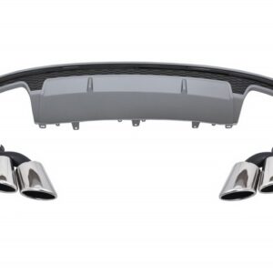 Rear Bumper Valance Air Diffuser with Exhaust Muffler Tips Tail Pipes suitable for AUDI A7 4G Facelift (2015-2018) S7 Design
