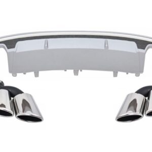 Rear Bumper Valance Air Diffuser with Exhaust Muffler Tips suitable for Audi A7 4G Facelift (2015-2018) S7 Design Only Standard Bumper