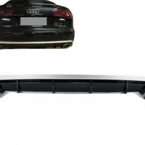Rear Bumper Valance Diffuser and Exhaust Tips suitable for Audi A6 4G C7 Facelift (2015-2018) RS6 Design