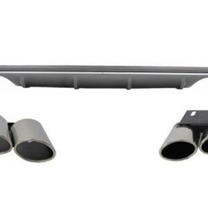 Rear Bumper Valance Diffuser suitable for Audi A3 8V Sedan (2012-2015) with Exhaust Muffler Tips Tail Pipes S3 Quad Design