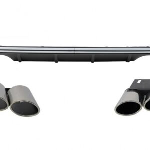 Rear Bumper Valance Diffuser suitable for Audi A3 8V Hatchback Sportback (2012-2015) with Exhaust Muffler Tips Tail Pipes S3 Quad Design