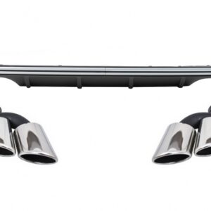 Rear Bumper Valance Diffuser suitable for Audi A3 8V Hatchback Sportback (2012-2015) with Exhaust Muffler Tips Tail Pipes S3 Quad Design