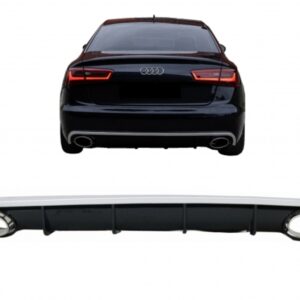 Rear Bumper Valance Diffuser suitable for Audi A6 C7 4G Limousine Avant (2010-2014) with Exhaust Tips RS6 Design
