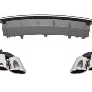 Rear Bumper Valance Diffuser suitable for Audi A6 4G Facelift (2015-2018) Sedan Limousine with Exhaust Muffler Tips S6 Design