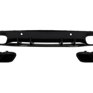 Rear Bumper Valance Diffuser suitable for Mercedes C-Class C205 A205 Coupe Cabriolet (2014-2019) Facelift C63S Design All Black