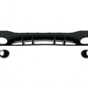 Rear Bumper Valance Diffuser suitable for Mercedes A-Class W177 Hatchback (2018-Up) Chrome Exhaust Muffler Tips