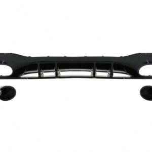 Rear Bumper Valance Diffuser suitable for Mercedes A-Class W177 Hatchback (2018-Up) Black Exhaust Muffler Tips