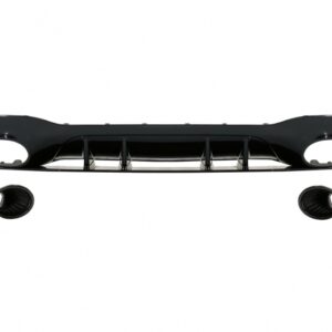 Rear Bumper Valance Diffuser suitable for Mercedes A-Class V177 Sedan (2018-up) Black Exhaust