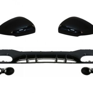 Rear Bumper Valance Diffuser with Black Exhaust Tips and Mirror Cover suitable for Mercedes A-Class V177 Hatchback (05.2018-2022)