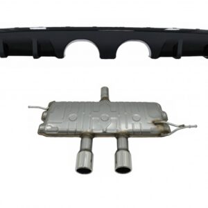 Rear Bumper Valance Diffuser with Complete Exhaust System suitable for VW Golf 6 VI (2008-2012) R20 Look only for Standard Bumper