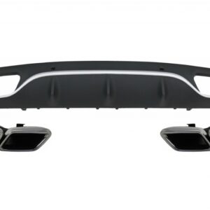 Rear Bumper Valance Diffuser with Exhaust Muffler Tips suitable for Mercedes C-Class C205 A205 Coupe Cabriolet (2014-2019) C63 Design