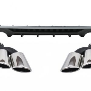 Rear Bumper Valance Diffuser with Exhaust Muffler Tips Tail Pipes suitable for Audi A3 8V Facelift Hatchback Sportback (2016-2019) Standard Bumper (SE) S3 Design