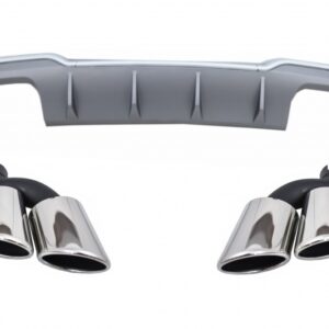 Rear Bumper Valance Diffuser with Exhaust Muffler Tips suitable for Audi A3 8V Facelift (2016-2019) S-Line Bumper Hatchback Sportback S3 Design