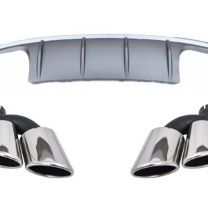 Rear Bumper Valance Diffuser with Exhaust Muffler Tips suitable for Audi A3 8V Facelift (2016-2019) S-Line Bumper Sedan Convertible S3 Design