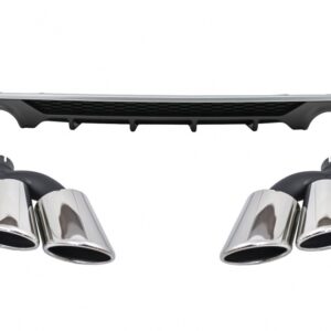 Rear Bumper Valance Diffuser with Exhaust Muffler Tips suitable for Audi A3 8V Facelift Sedan Convertible (2016-2019) Standard Bumper SE S3 Design