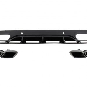 Rear Bumper Valance Diffuser with Exhaust Muffler Tips suitable for MERCEDES C-Class C205 A205 Coupe Cabriolet (2014-2019) C63 Edition 1 Design