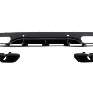 Rear Bumper Valance Diffuser with Exhaust Muffler Tips suitable for MERCEDES C-Class C205 A205 Coupe Cabriolet (2014-2019) C63 Edition 1 Design Black